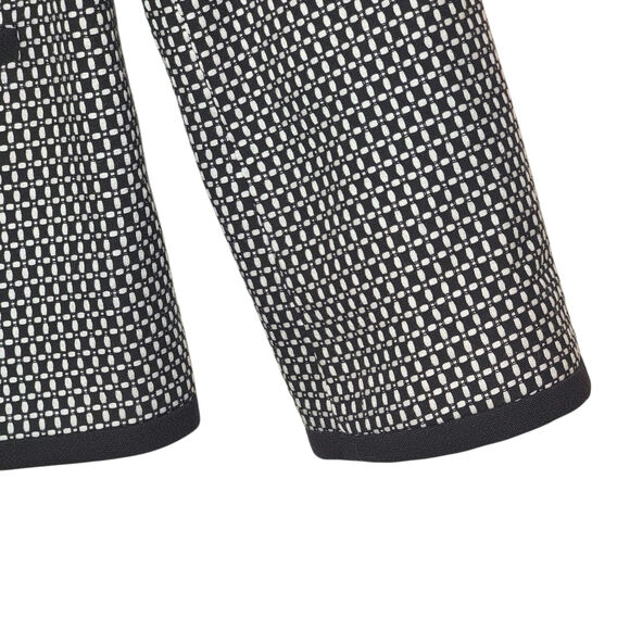 Talbots Black White Print Collarless Open Blazer Office Career Classic Jacket 10 - Picture 6 of 16